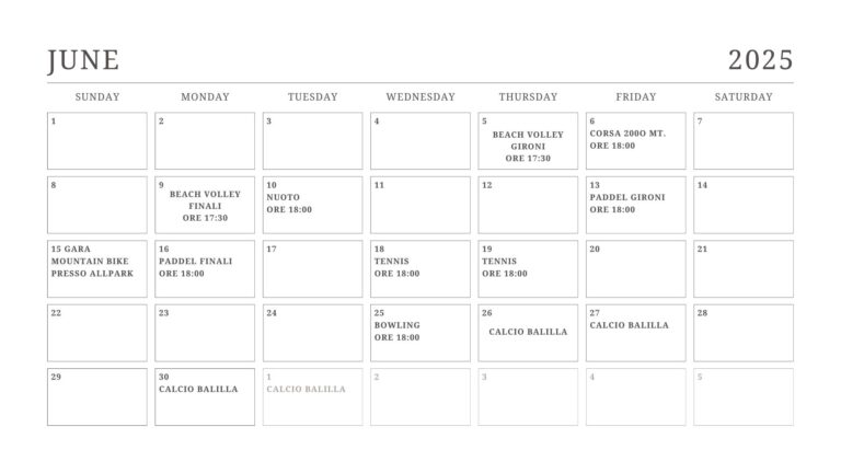 Sporting Games CALENDARIO GARE