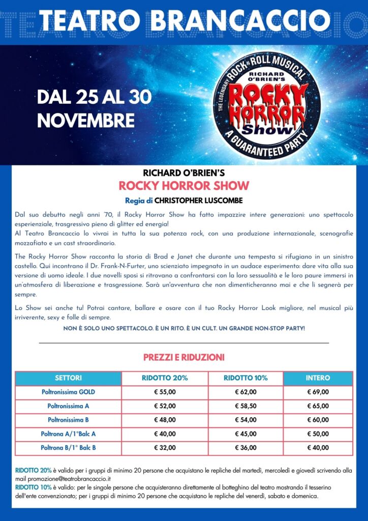 Presentazione spettacoli in promozione e tariffe agevolate